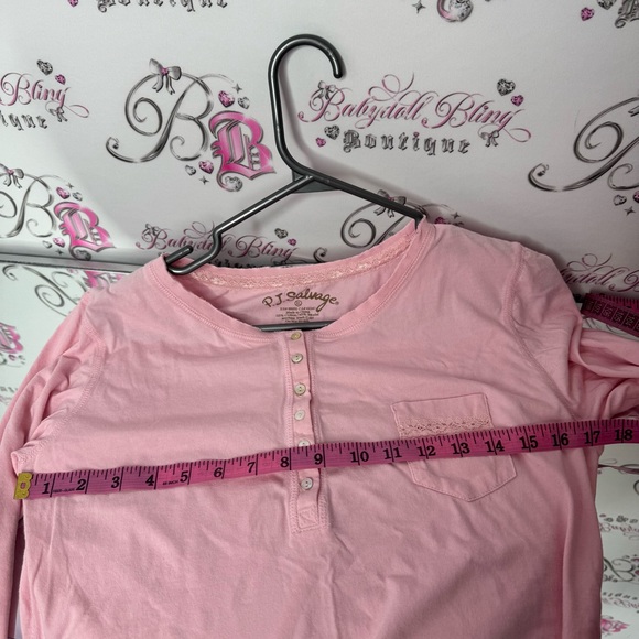 PJ Salvage Pink Long Sleeve dress nighty gown sleep pajamas pjs lace detail - Picture 6 of 6